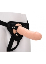 Черные трусики с телесной насадкой STRAP ON REAL DILDO - 21 см. - Dream Toys - купить с доставкой в Кургане