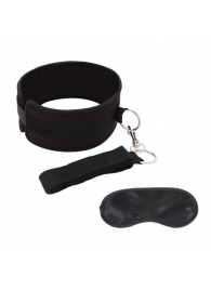 Черный ошейник с длинным поводком Collar and Leash Set - Lux Fetish - купить с доставкой в Кургане