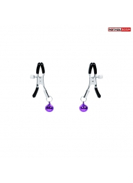 Оригинальные зажимы на соски с фиолетовыми шариками - Notabu - купить с доставкой в Кургане