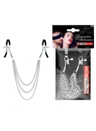 Оригинальные зажимы на соски с тройной цепочкой - Notabu - купить с доставкой в Кургане