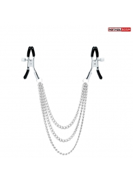 Оригинальные зажимы на соски с тройной цепочкой - Notabu - купить с доставкой в Кургане