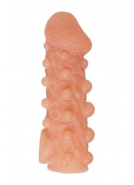 Телесная закрытая насадка с шариками Cock Sleeve Size S - 13,8 см. - KOKOS - в Кургане купить с доставкой