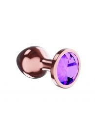 Пробка цвета розового золота с фиолетовым кристаллом Diamond Amethyst Shine S - 7,2 см. - Lola Games - купить с доставкой в Кургане