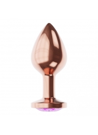 Пробка цвета розового золота с фиолетовым кристаллом Diamond Amethyst Shine S - 7,2 см. - Lola Games - купить с доставкой в Кургане