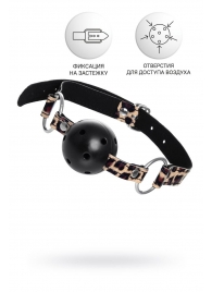 Черный кляп-шар на леопардовых ремешках Anonymo - ToyFa - купить с доставкой в Кургане
