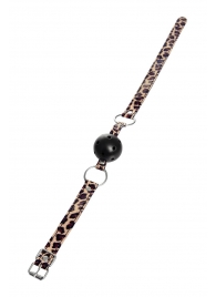 Черный кляп-шар на леопардовых ремешках Anonymo - ToyFa - купить с доставкой в Кургане