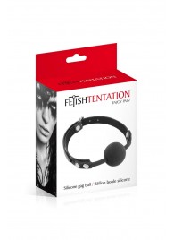 Черный силиконовый кляп-шарик на ремешках - Fetish Tentation - купить с доставкой в Кургане