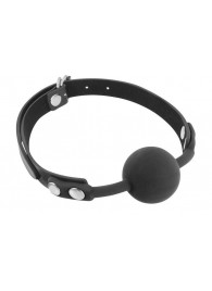Черный силиконовый кляп-шарик на ремешках - Fetish Tentation - купить с доставкой в Кургане