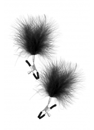 Зажимы на соски с черными пуховыми кисточками Sweet Caress Feather Nipple Clumps - Sweet Caress - купить с доставкой в Кургане