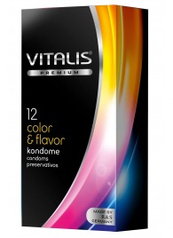Цветные ароматизированные презервативы VITALIS PREMIUM color   flavor - 12 шт. - Vitalis - купить с доставкой в Кургане