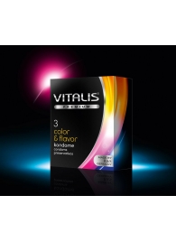 Цветные ароматизированные презервативы VITALIS PREMIUM color   flavor - 3 шт. - Vitalis - купить с доставкой в Кургане