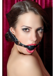 Чёрный пластиковый кляп-шар на кожаных ремешках - ToyFa - купить с доставкой в Кургане