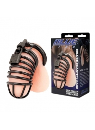 Черная металлическая клетка с замком Deluxe Chastity Cage - BlueLine - купить с доставкой в Кургане