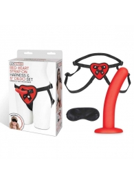 Красный поясной фаллоимитатор Red Heart Strap on Harness   5in Dildo Set - 12,25 см. - Lux Fetish - купить с доставкой в Кургане