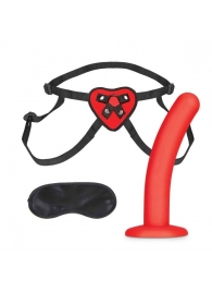 Красный поясной фаллоимитатор Red Heart Strap on Harness   5in Dildo Set - 12,25 см. - Lux Fetish - купить с доставкой в Кургане