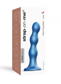 Голубая насадка Strap-On-Me Dildo Plug Balls size L - Strap-on-me - купить с доставкой в Кургане