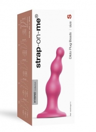 Розовая насадка Strap-On-Me Dildo Plug Beads size S - Strap-on-me - купить с доставкой в Кургане