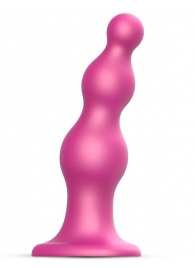 Розовая насадка Strap-On-Me Dildo Plug Beads size S - Strap-on-me - купить с доставкой в Кургане