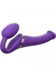 Фиолетовый безремневой вибрострапон Vibrating Bendable Strap-On - size L - Strap-on-me - купить с доставкой в Кургане