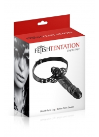 Черный кляп-фаллоимитатор Double Penis Gag - Fetish Tentation - купить с доставкой в Кургане