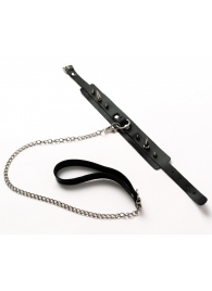 Черный ошейник с шипами и поводком - Crazy Handmade - купить с доставкой в Кургане