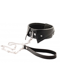 Черный ошейник-воротничок с металлическим поводком - Crazy Handmade - купить с доставкой в Кургане
