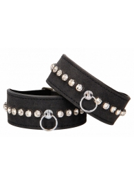 Черные наручники Diamond Studded Wrist Cuffs - Shots Media BV - купить с доставкой в Кургане