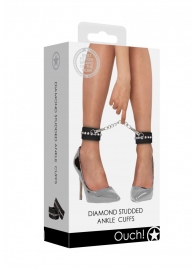 Черные поножи Diamond Studded Ankle Cuffs - Shots Media BV - купить с доставкой в Кургане