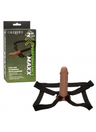 Коричневый фаллопротез Life-Like Extension with Harness - 17,75 см. - California Exotic Novelties - купить с доставкой в Кургане