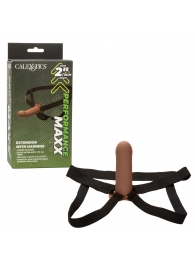 Коричневый фаллопротез из силикона Extension with Harness - 15,75 см. - California Exotic Novelties - купить с доставкой в Кургане