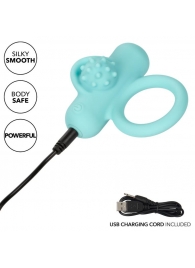 Аквамариновое эрекционное виброкольцо Silicone Rechargeable Nubby Lover’s Delight - California Exotic Novelties - в Кургане купить с доставкой