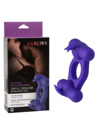 Фиолетовое эрекционное виброкольцо с двумя моторами Silicone Rechargeable Triple Orgasm Enhancer - California Exotic Novelties - в Кургане купить с доставкой