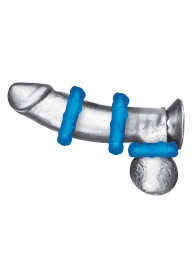 Комплект из трех голубых эрекционных колец 3-Pack Ribbed Rider Cock Ring Set - BlueLine - в Кургане купить с доставкой