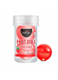 Лубрикант на масляной основе Hot Ball Beija Muito с ароматом клубники (2 шарика по 3 гр.) - HotFlowers - купить с доставкой в Кургане