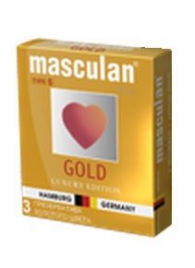 Презервативы Masculan Ultra Gold с золотым напылением и ароматом ванили - 3 шт. - Masculan - купить с доставкой в Кургане