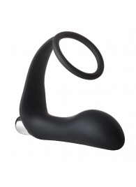Черное эрекционное кольцо с вибропробкой Vibrating Anal Plug With Cockring - Dream Toys - в Кургане купить с доставкой