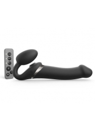 Черный безремневой страпон Multi Orgasm Size L с клиторальной стимуляцией - Strap-on-me - купить с доставкой в Кургане
