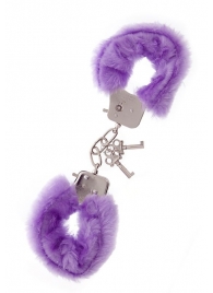 Фиолетовые меховые наручники METAL HANDCUFF WITH PLUSH LAVENDER - Dream Toys - купить с доставкой в Кургане