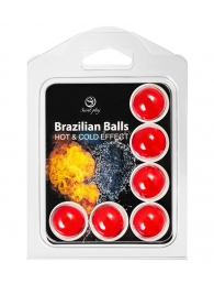 Набор из 6 шариков с массажным маслом Brazilian Balls с охлаждающим и разогревающим эффектом - Secret Play - купить с доставкой в Кургане