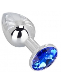 Анальное украшение BUTT PLUG  Small с синим кристаллом - 7 см. - Anal Jewelry Plug - купить с доставкой в Кургане