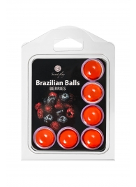 Набор из 6 шариков с массажным маслом Brazilian Balls с ароматом ягод - Secret Play - купить с доставкой в Кургане