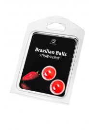 Набор из 2 шариков с массажным маслом Brazilian Balls с ароматом клубники - Secret Play - купить с доставкой в Кургане