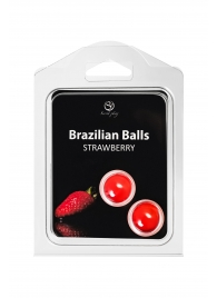 Набор из 2 шариков с массажным маслом Brazilian Balls с ароматом клубники - Secret Play - купить с доставкой в Кургане