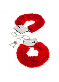 Красные меховые наручники Love с ключиками - Baile - купить с доставкой в Кургане