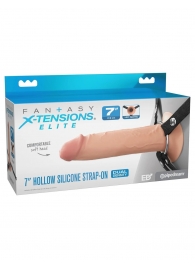 Телесный полый страпон на черных ремнях Hollow Silicone Strap-on - 17,8 см. - Pipedream - купить с доставкой в Кургане