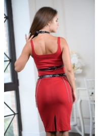 Черно-серебристая портупея-юбка plus size с цепочками - БДСМ Арсенал - купить с доставкой в Кургане