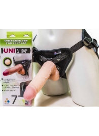 Страпон-унисекс с двумя насадками UNI strap 7  Harness - 19 и 16 см. - LOVETOY (А-Полимер) - купить с доставкой в Кургане