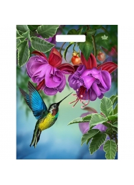 Пакет с принтом в виде колибри в цветах с вырубной ручкой (31х40 см) - Сима-Ленд - купить с доставкой в Кургане