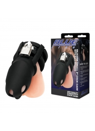 Черная клетка для пениса Silicone Small 2 in Cock Cage With Ball Divider - BlueLine - купить с доставкой в Кургане