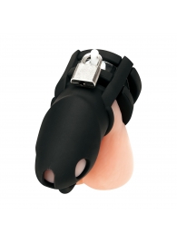 Черная клетка для пениса Silicone Small 2 in Cock Cage With Ball Divider - BlueLine - купить с доставкой в Кургане